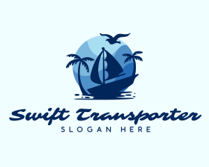 Blue Tropical Sailboat logo design