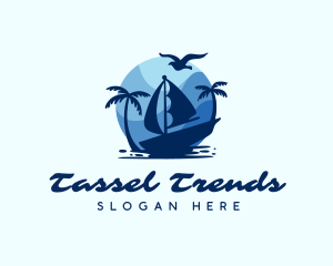 Blue Tropical Sailboat logo design