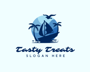 Blue Tropical Sailboat logo design