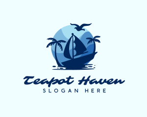 Blue Tropical Sailboat logo design