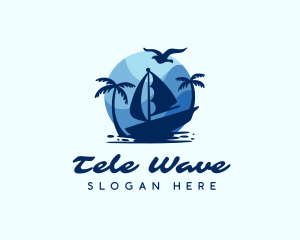 Blue Tropical Sailboat logo design