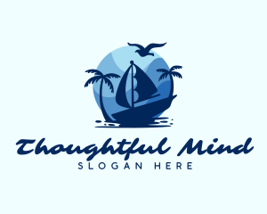 Blue Tropical Sailboat logo design