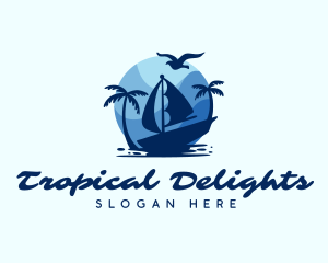 Blue Tropical Sailboat logo design