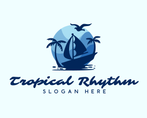 Blue Tropical Sailboat logo