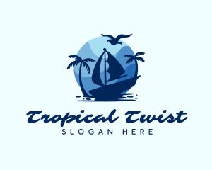 Blue Tropical Sailboat logo design