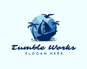 Blue Tropical Sailboat logo design