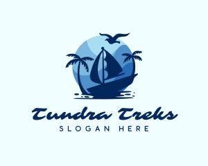 Blue Tropical Sailboat logo design