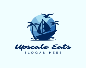 Blue Tropical Sailboat logo design