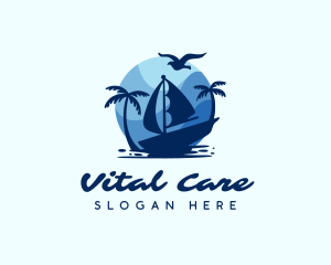 Blue Tropical Sailboat logo