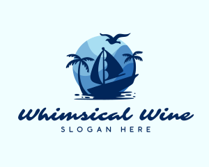 Blue Tropical Sailboat logo design