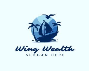 Blue Tropical Sailboat logo design