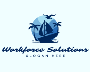 Blue Tropical Sailboat logo design