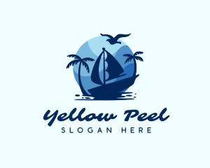 Blue Tropical Sailboat logo design