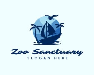 Blue Tropical Sailboat logo design