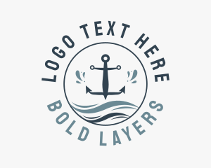 Anchor Marine Wave logo design