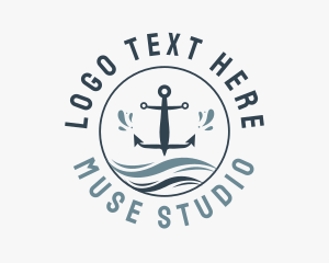 Anchor Marine Wave logo design