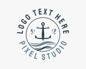 Anchor Marine Wave logo design