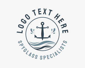 Anchor Marine Wave logo design