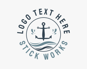 Anchor Marine Wave logo design