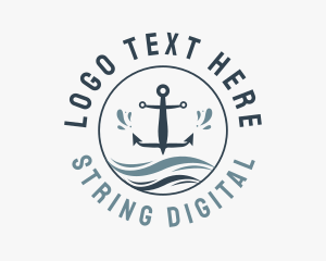 Anchor Marine Wave logo design