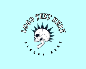 Mohawk Rock Skull  Logo