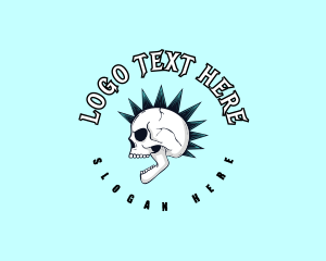 Mohawk Skull Rockstar Logo