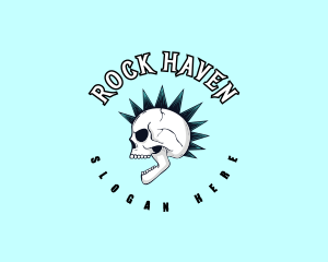 Mohawk Rock Skull  logo design