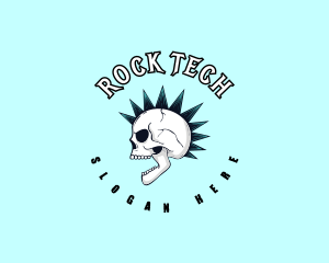 Mohawk Rock Skull  logo design