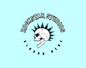 Mohawk Rock Skull  logo design