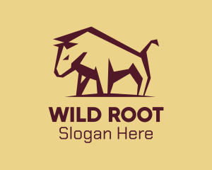 Maroon Wild Bull logo design