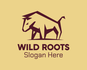 Maroon Wild Bull logo design