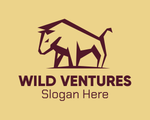 Maroon Wild Bull logo design