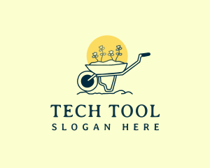 Wheelbarrow Tool Gardening logo design