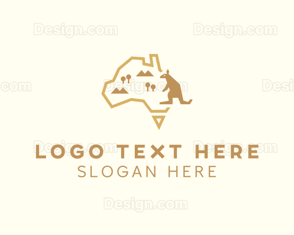 Australia Kangaroo Map Logo