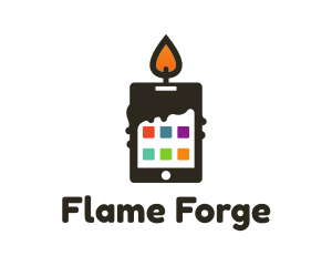 Candle Flame App Device logo design