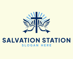 Cross Dove Christianity logo