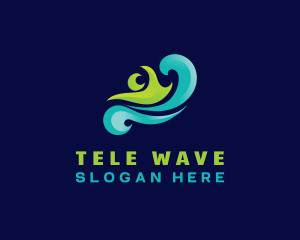 Swimming Sport Wave logo design