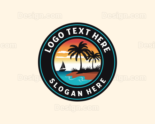 Tropical Beach Sailing Logo