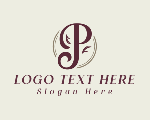 Letter P Elegant Leaf logo