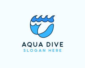 Fish Sea Waves  logo design