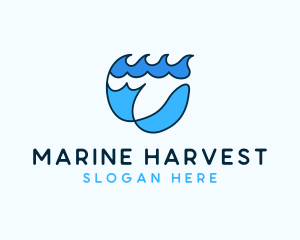 Fish Sea Waves  logo design