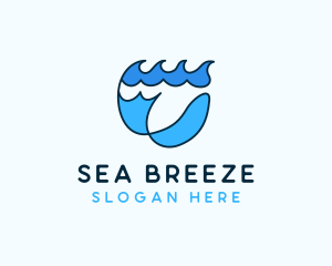 Fish Sea Waves  logo design