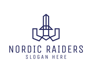 Geometric Sword Viking logo design