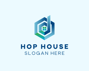 Blue Hexagon House logo design