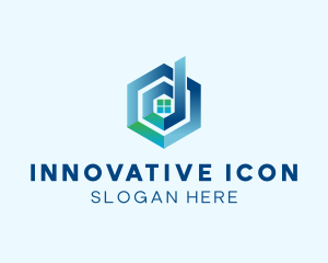 Blue Hexagon House logo design