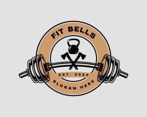 Fitness Barbell Axe logo design