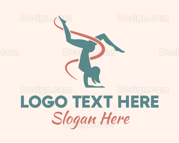 Ribbon Gymnast Pose Logo