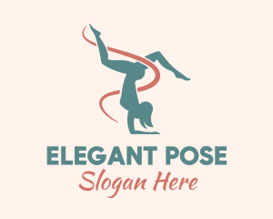 Ribbon Gymnast Pose logo design