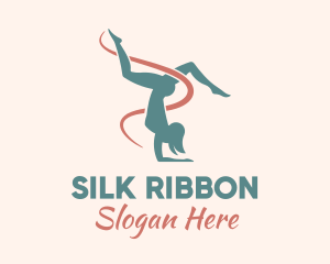 Ribbon Gymnast Pose logo design