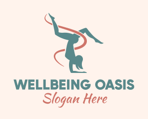 Ribbon Gymnast Pose logo design